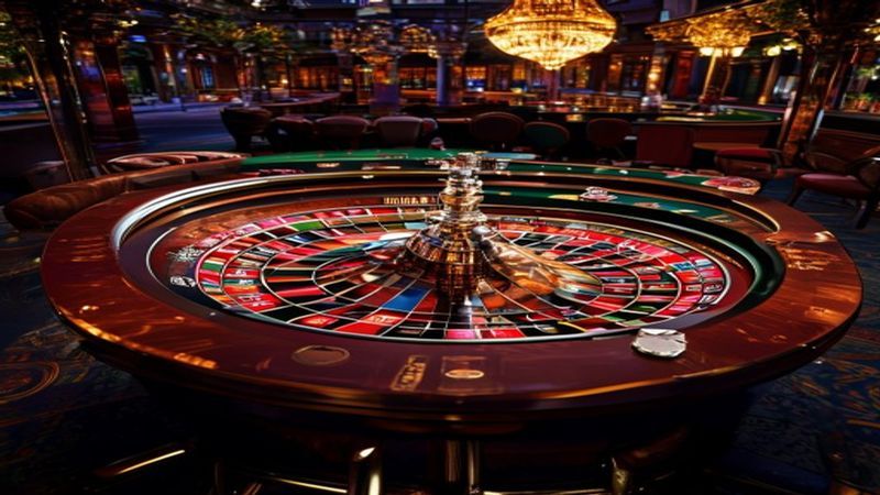 Bàn Roulette với các vùng cược trong và cược ngoài
